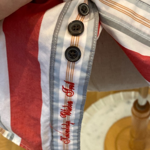 Robert Graham Mens White Shirt w Orange Gray Stripes / Contrasting Print / 2XL - Picture 5 of 16